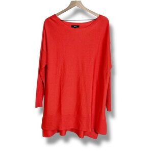 ELLOS Vibrant Red Wool-Blend Cozy/Oversized Tunic Sweater